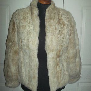 Beige French Rabbit Fur Jacket  Size M